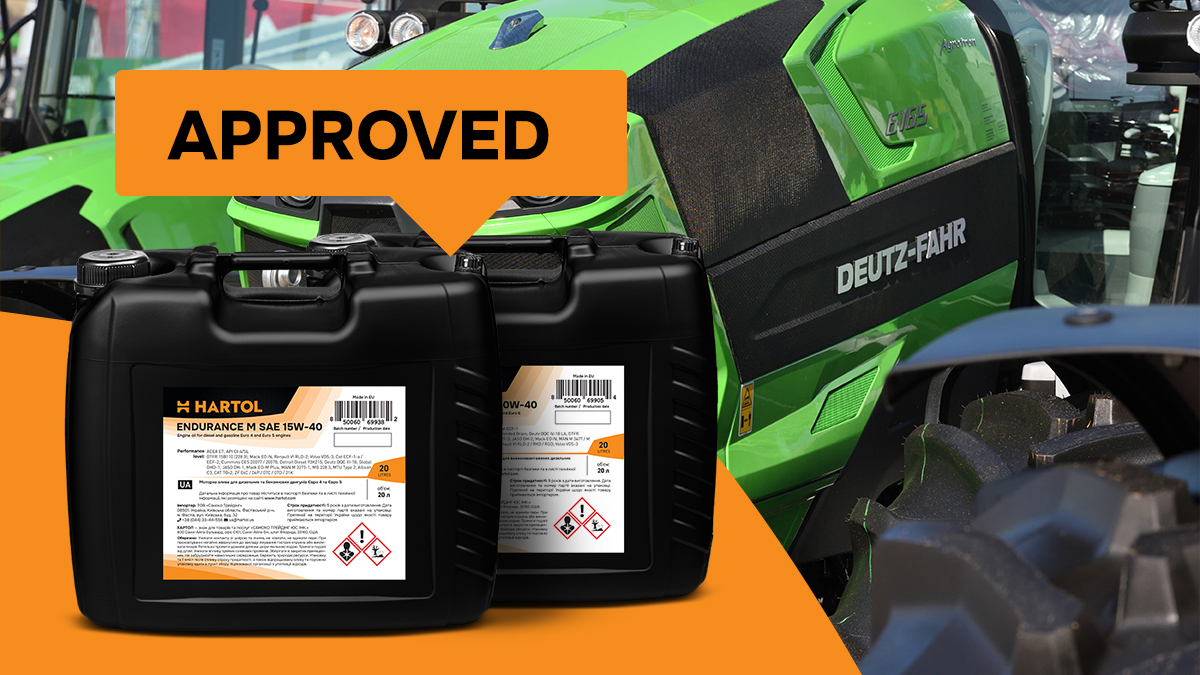 HARTOL oils are officially approved by DEUTZ